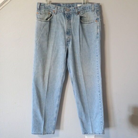 Vintage Levis Size 38x30 550 Relaxed Straight Leg Jeans-Red Tab-1990s-Lt Wash - Picture 2 of 12